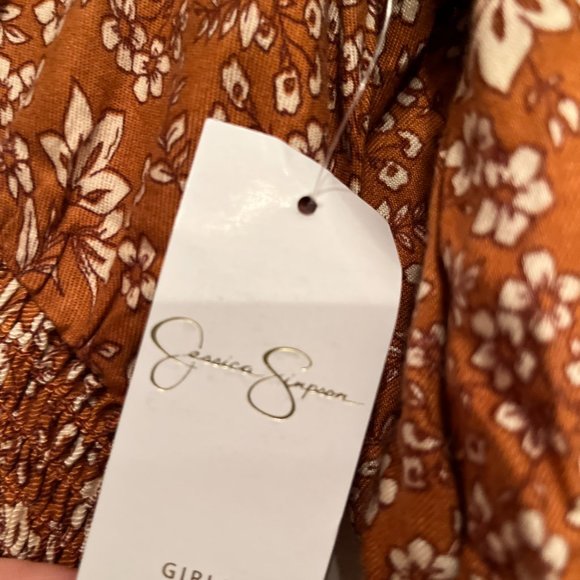 Jessica Simpson NWT Girl's Rust Floral Elastic Waist Blouse (nwt / L (10) - Picture 8 of 16